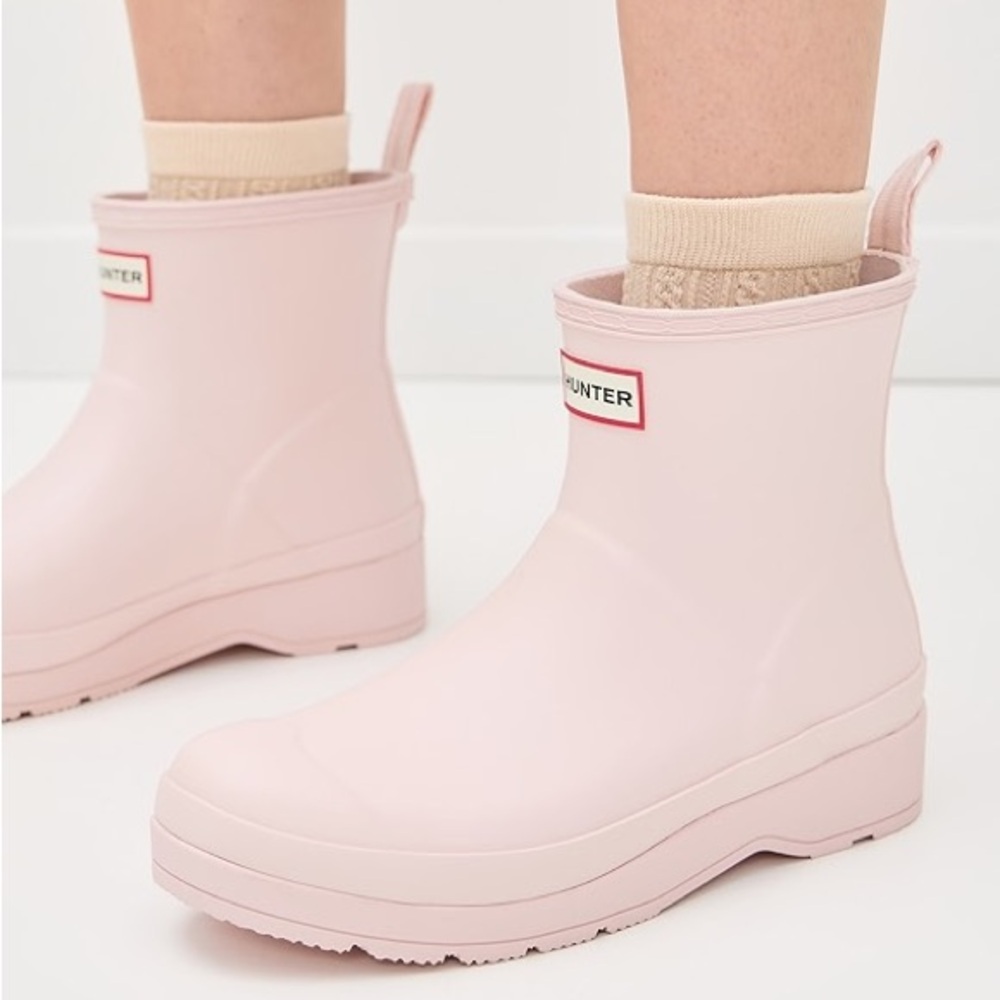 Hunter Play Boots Waterproof Azalea Pink Ankle Rain Boot Size US 12‎ UK 10